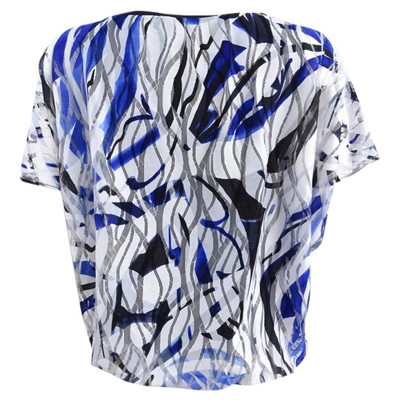 Alfani Petite Ladies' Printed Textured-Mesh Bubble - Picture 2 of 4